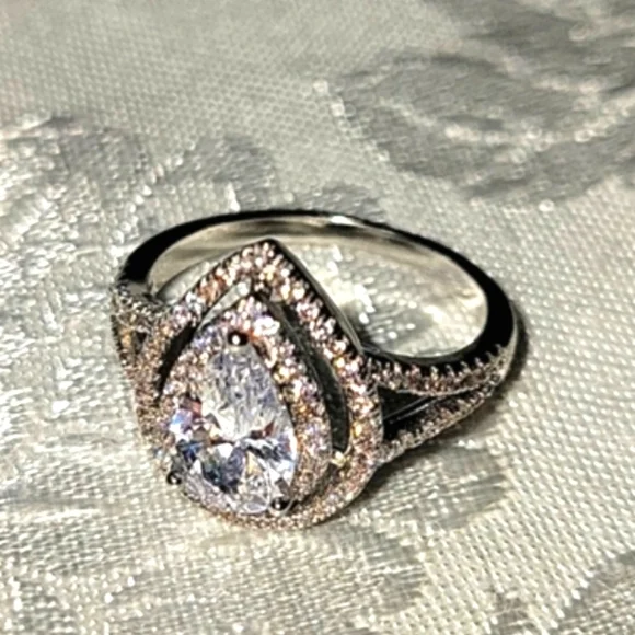 Savvy Cie Jewels Rhodium-Plated Teardrop Ring, Size 7 - Picture 6 of 14